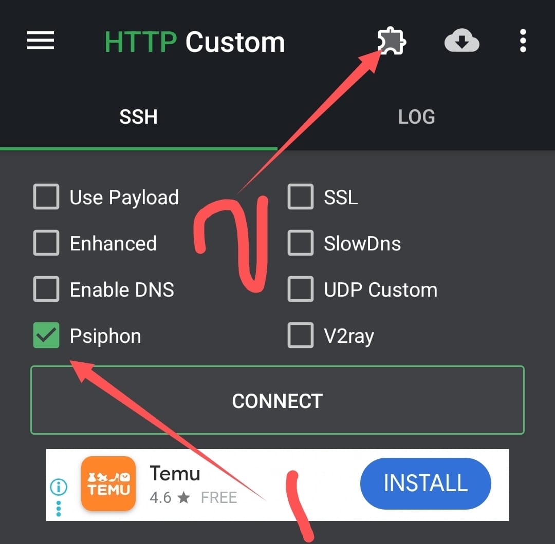 HTTP Custom Main Screen