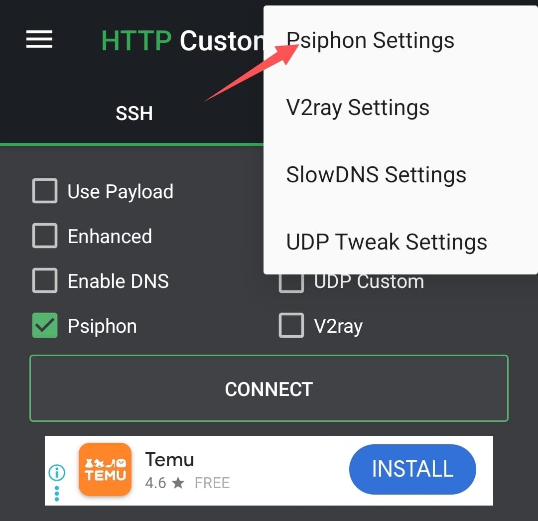 Psiphon Settings