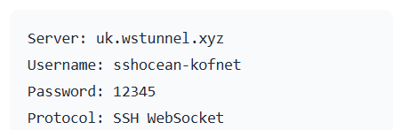 SSH Account Details Example