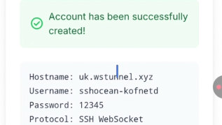 SSH Account Created