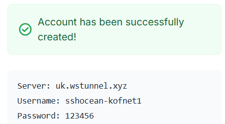 Example SSH Account Details